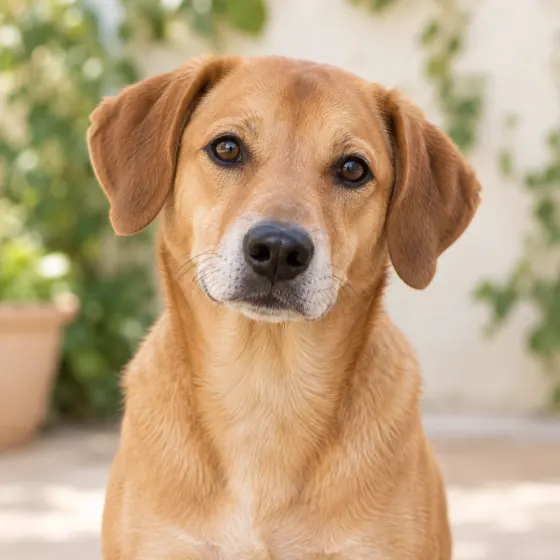 Retrato ilustrativo do Caramelo, cachorro de pelagem caramelo